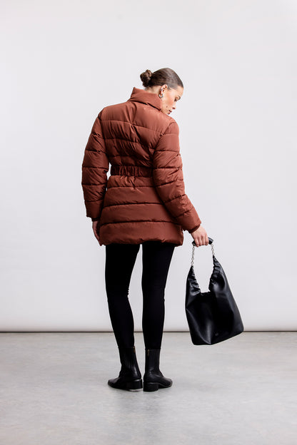 Naomi Belted Puffer Jacket _ 160325 _ Brown