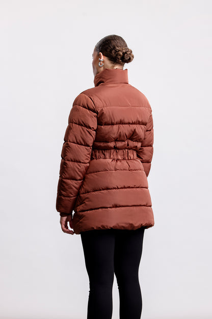 Naomi Belted Puffer Jacket _ 160325 _ Brown