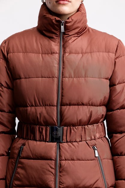 Naomi Belted Puffer Jacket _ 160325 _ Brown
