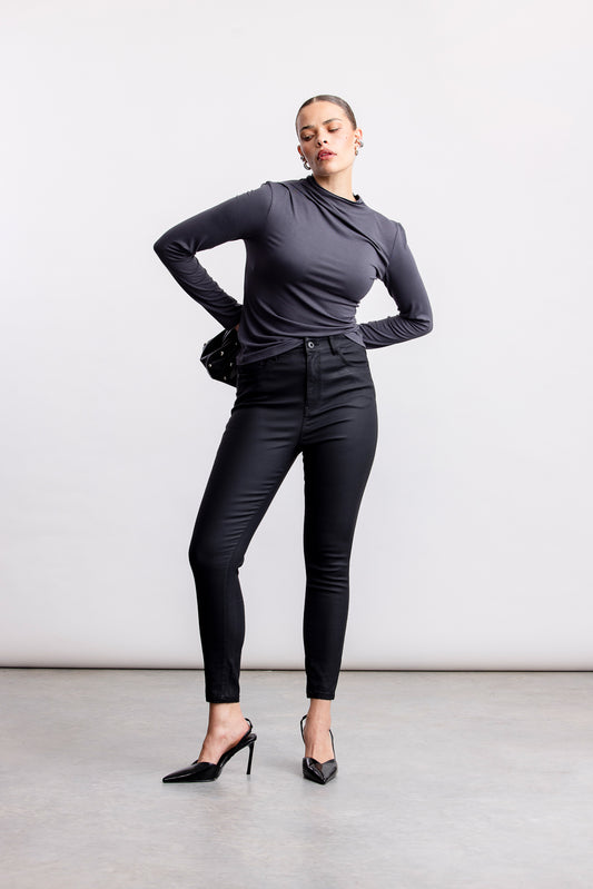 Muneeba Skinny Leg Jeans _ 158886 _ Black Texture