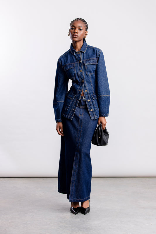 Phumelele Maxi Denim Skirt _ 164849 _ Dark Blue