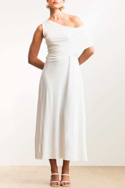 Alex One Shoulder Midi _ 168252 _ Milk