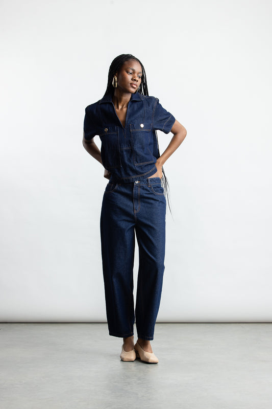 Bronwyn Barrel Leg Denim _ 169095 _ Dark Blue