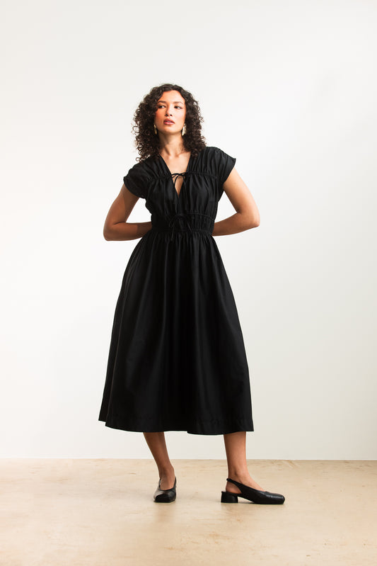 Coco Tie Front Midi _ 173162 _ Black
