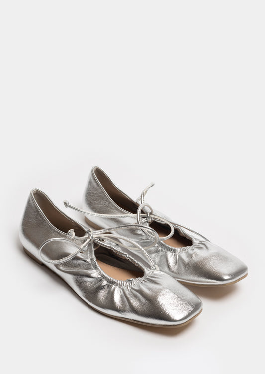 Hannah Tie-Up Pump _ 163153 _ Silver