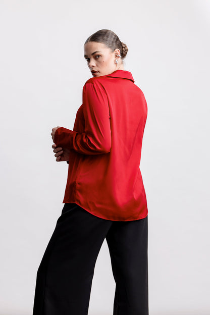 Charlie Classic Satin Shirt _ 170702 _ Red