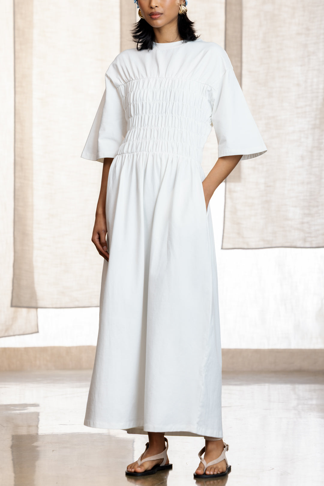 Zelia Smocked T-Shirt Dress
