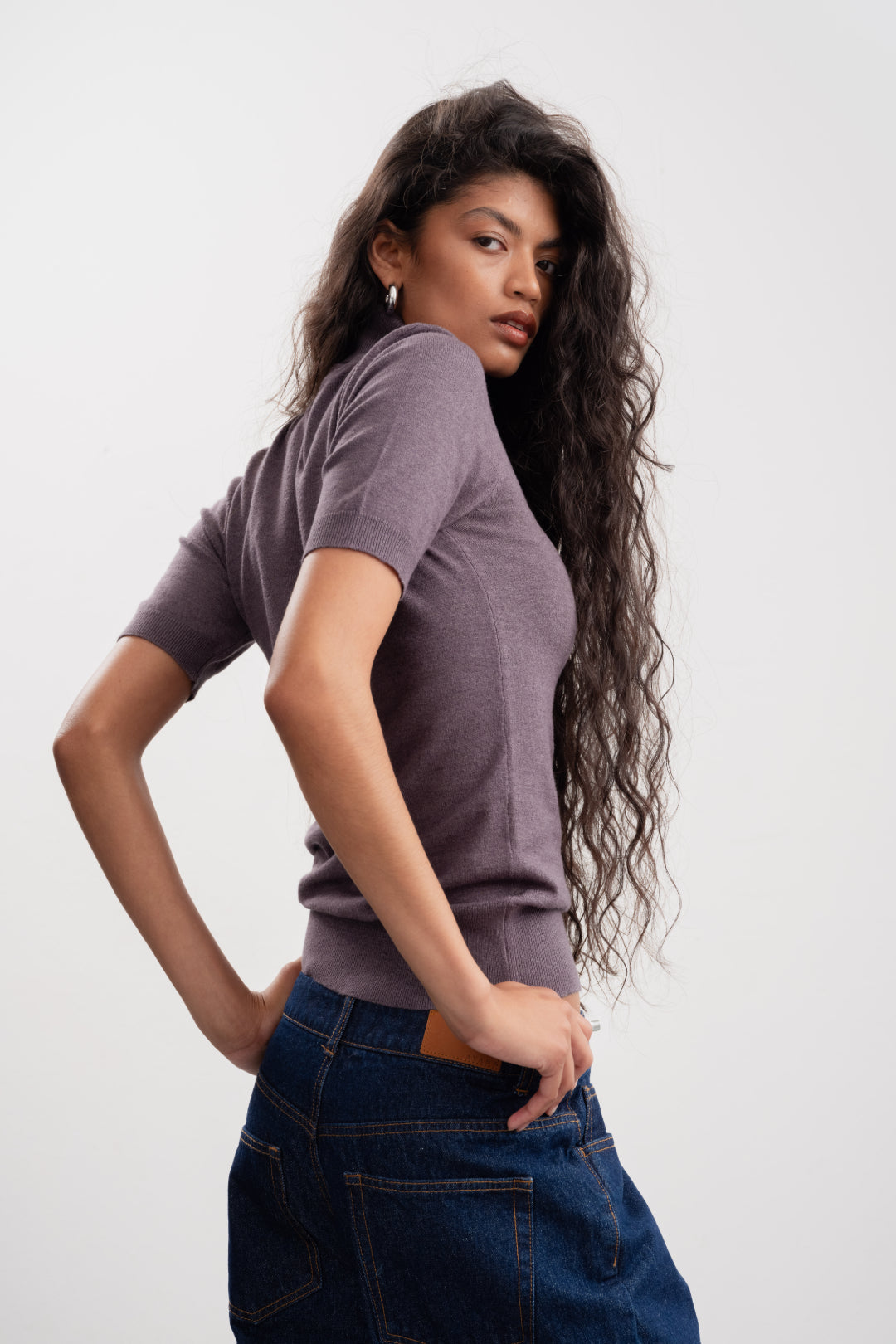 Nadia Polo Neck Ballerina Sleeve _ 160088 _ Plum