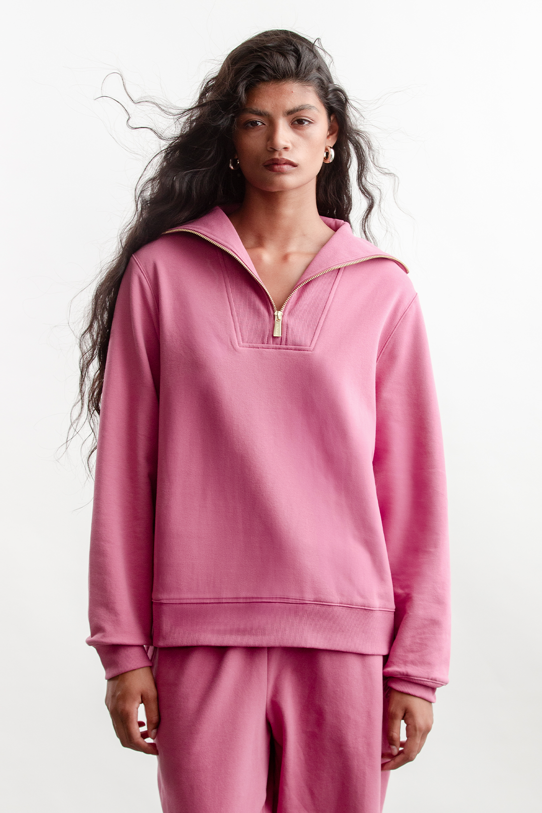 Catherine 1/4 Zip Sweatshirt _ 162869 _ Dusty Pink