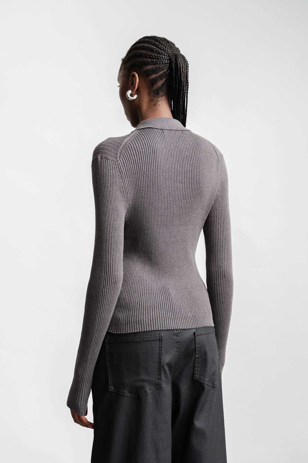 Adrianne Collared Cardi _ 161904 _ Grey Mel