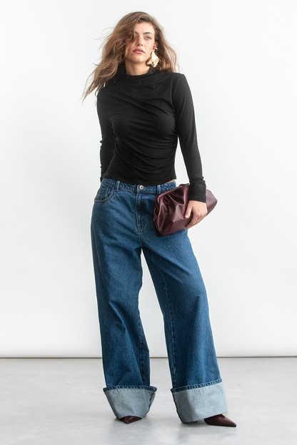 Nala High Neck Top _ 159038 _ Black Texture