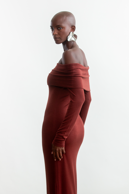 Amelia Bardot Dress _ 157186 _ Chocolate