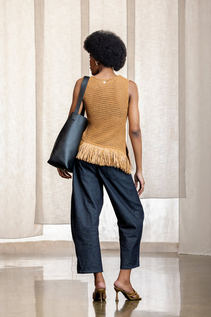 Katniss Fringe Hem Asymm Pullover Top
