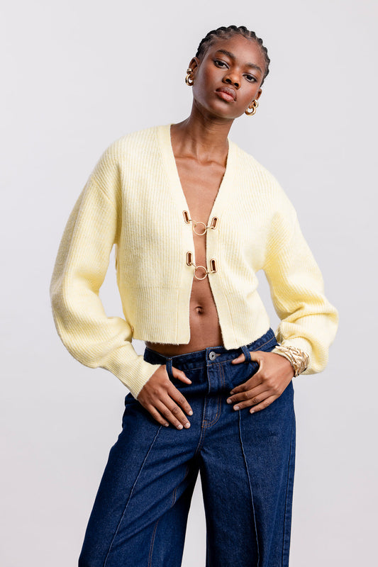 Oreratile Chain Detail Cardigan _ 162679 _ Yellow