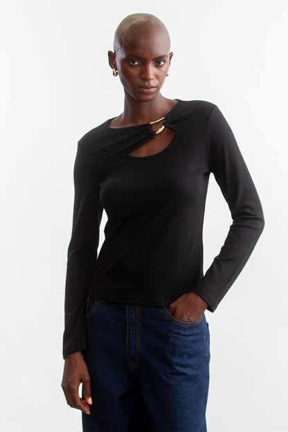 Alora Cut And Sew Top _ 157941 _ Black Texture
