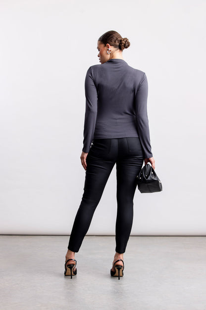 Nala High Neck Top _ 159041 _ Grey