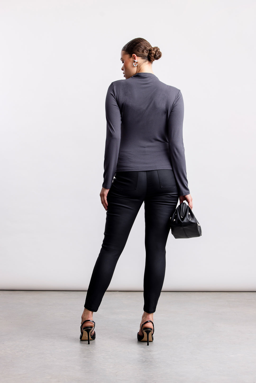 Nala High Neck Top _ 159041 _ Grey