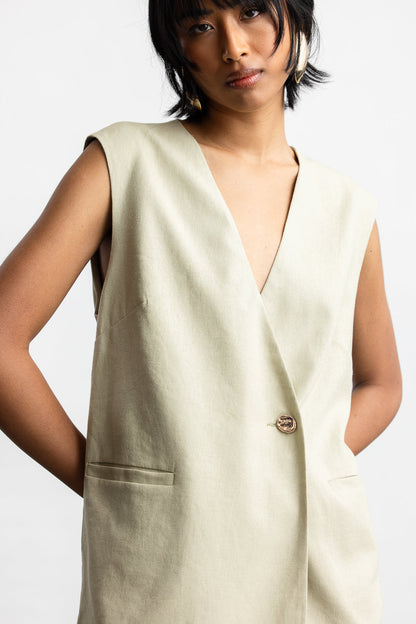 Pheladi Sleeveless Blazer _ 168296 _ Stone