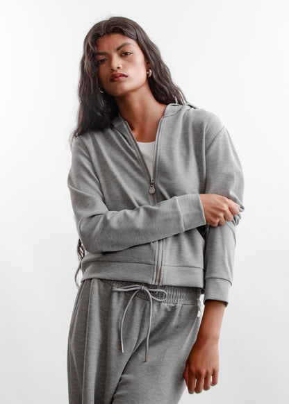 Quinlin Fitted Zip-Up Hoody _ 160703 _ Charcoal