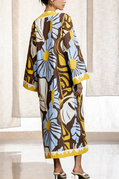 Gabrielle Linen Kimono Midi Dress