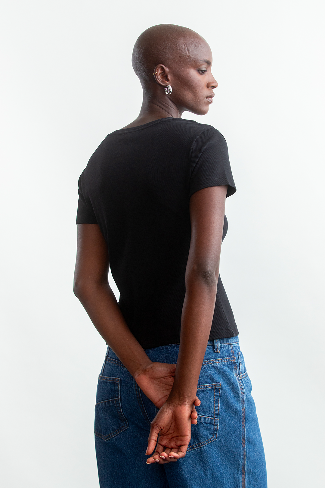 Courtney Rib T-Shirt _ 162440 _ Black Texture