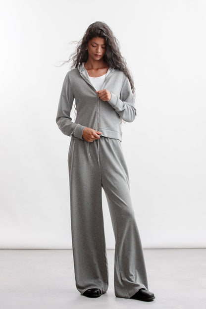 Quinlin Fitted Zip-Up Hoody _ 160703 _ Charcoal