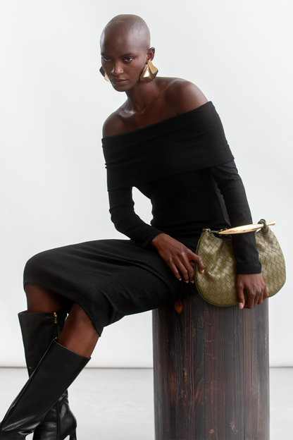 Amelia Bardot Dress _ 157177 _ Black Texture