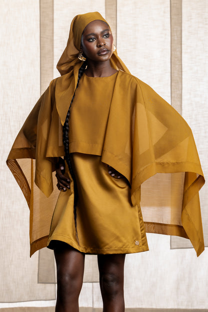 Liza Mini Dress With Cape Detail And Scarf