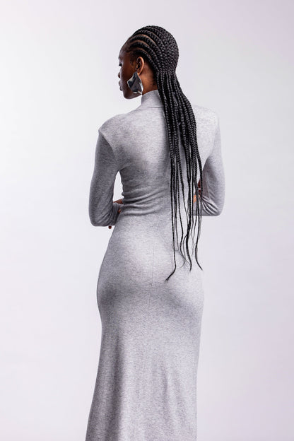Gabby Polo Neck Maxi Dress _ 161276 _ Grey Mel