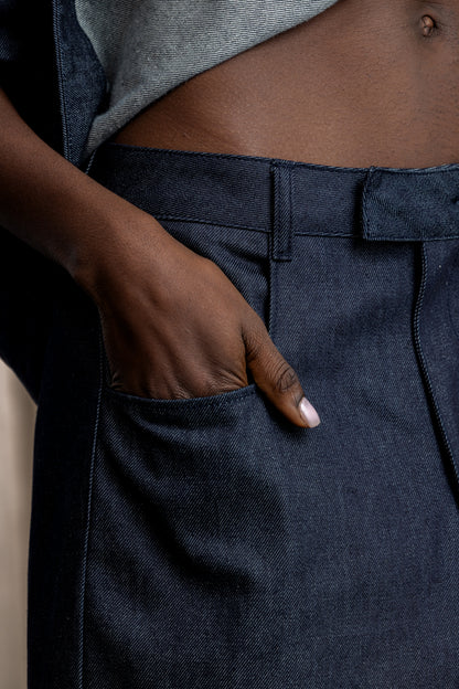 Tana Structured Dark Blue Denim Culotte