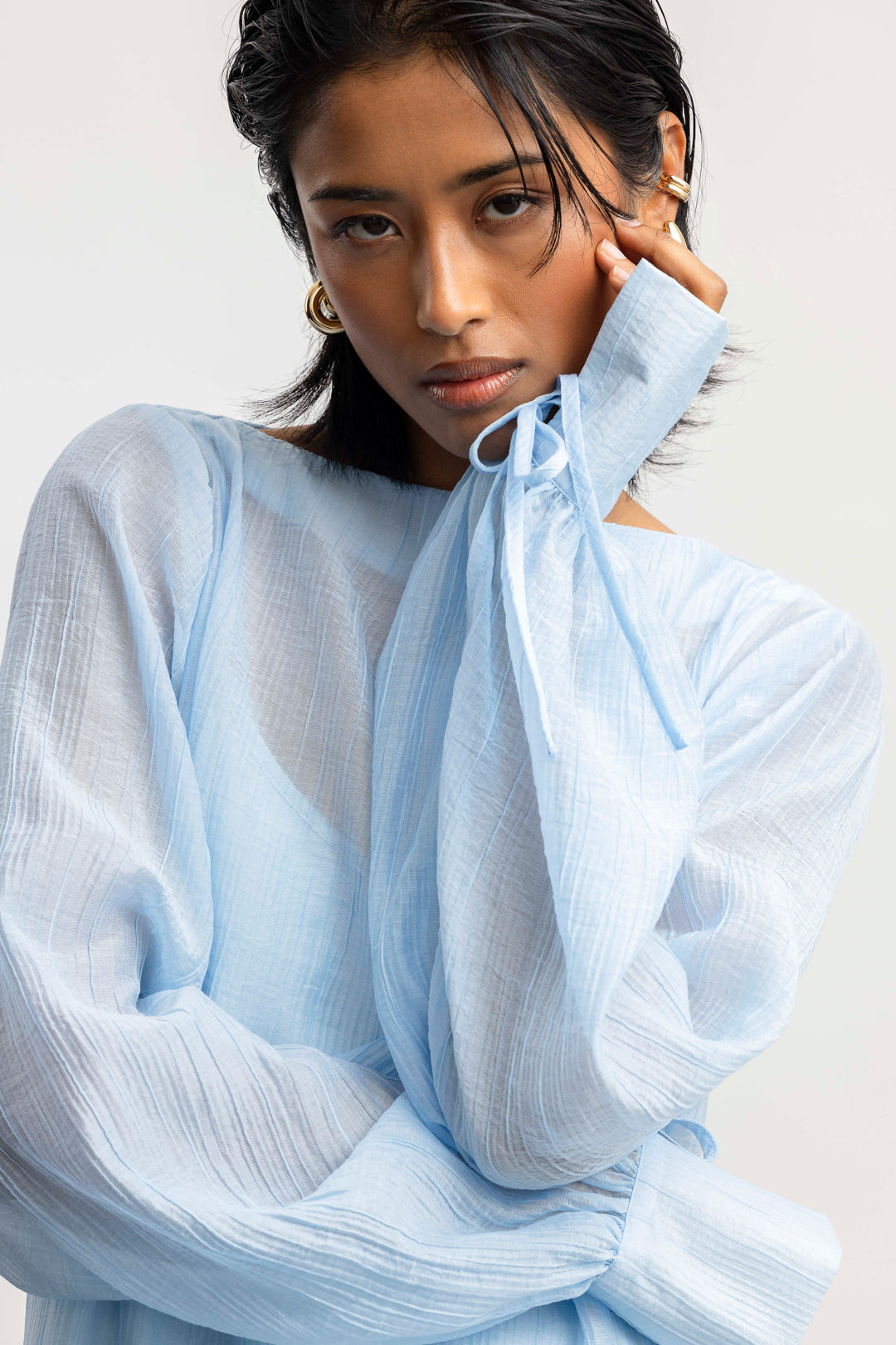 Hazel Long Sleeve Maxi _ 168510 _ Blue Texture