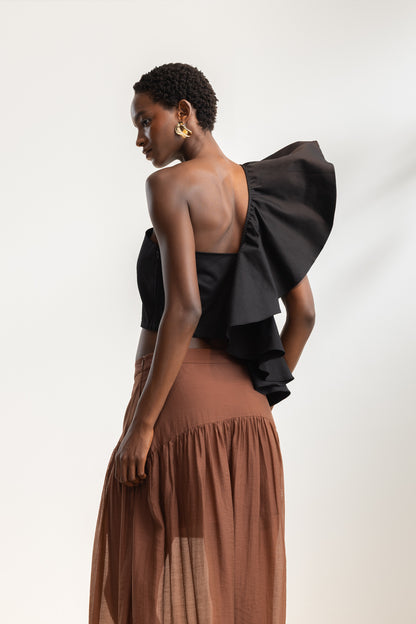 Vuyiseka Ruffle One-Shoulder Top