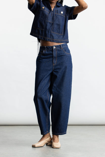 Ainsley Pop Over Denim Top _ 165867 _ Dark Blue