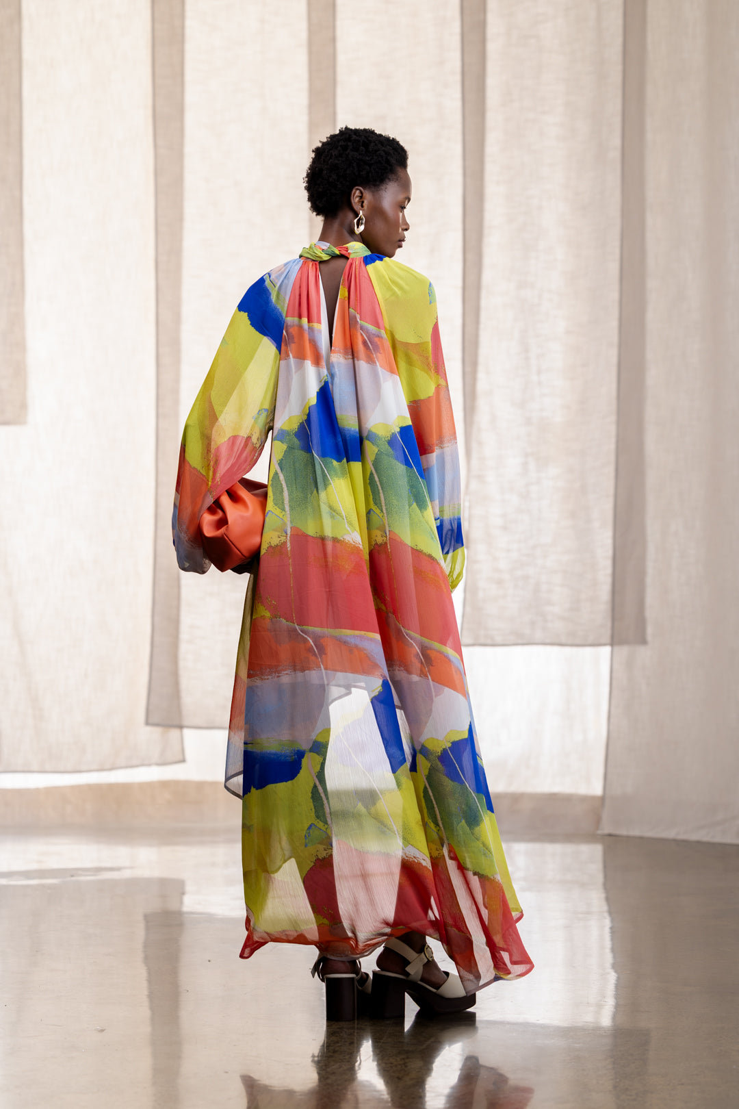 Ammarah Sheer Printed Highlow Maxi Dress