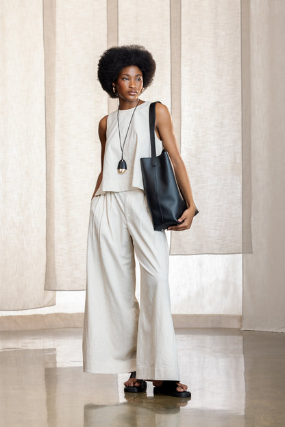 Everleigh Structured Linen Wide Leg Pants