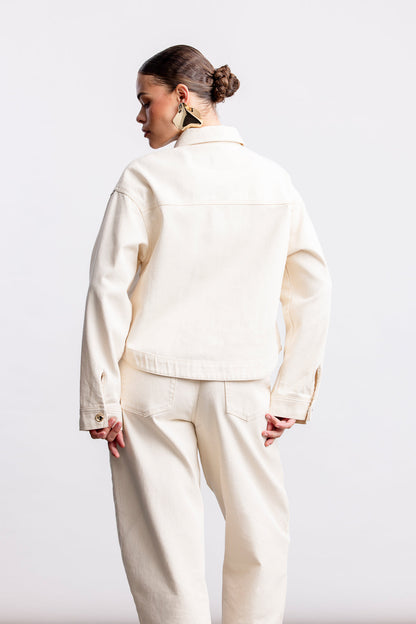 Charne Denim Shacket _ 168409 _ Ecru