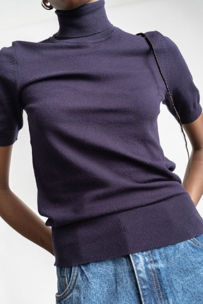 Nadia Polo Neck Ballerina Sleeve _ 160086 _ Navy