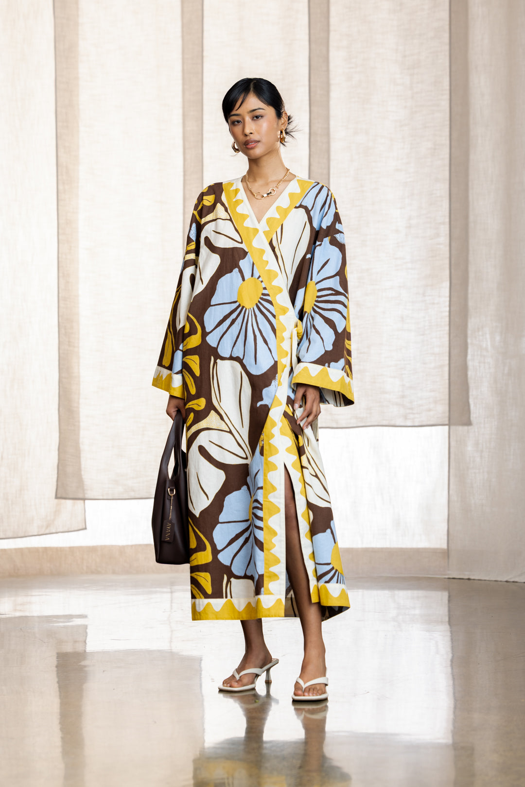 Gabrielle Linen Kimono Midi Dress