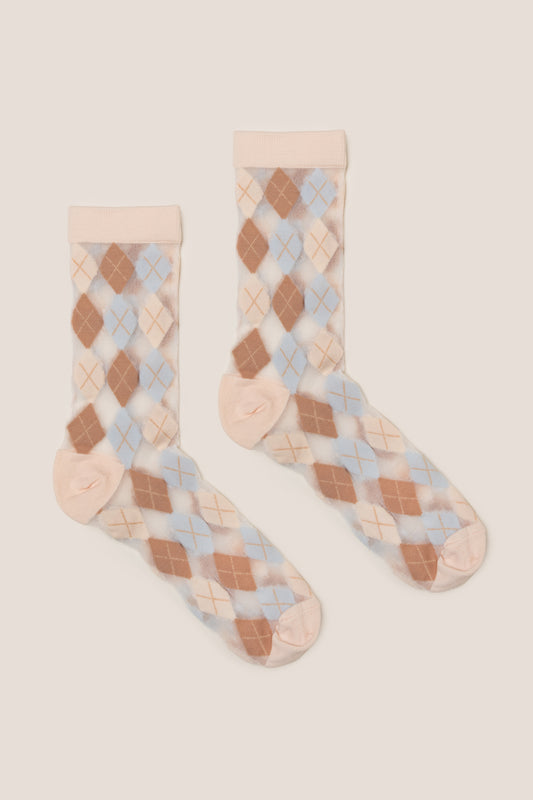 Hlelo Argyle Mesh Socks