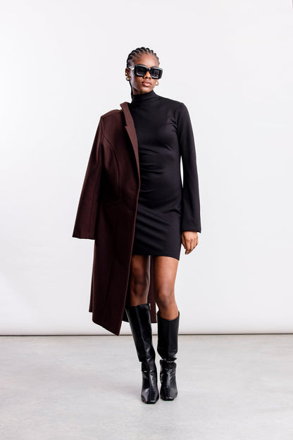 Medina Ponte Flare Sleeve Mini _ 161464 _ Black Texture