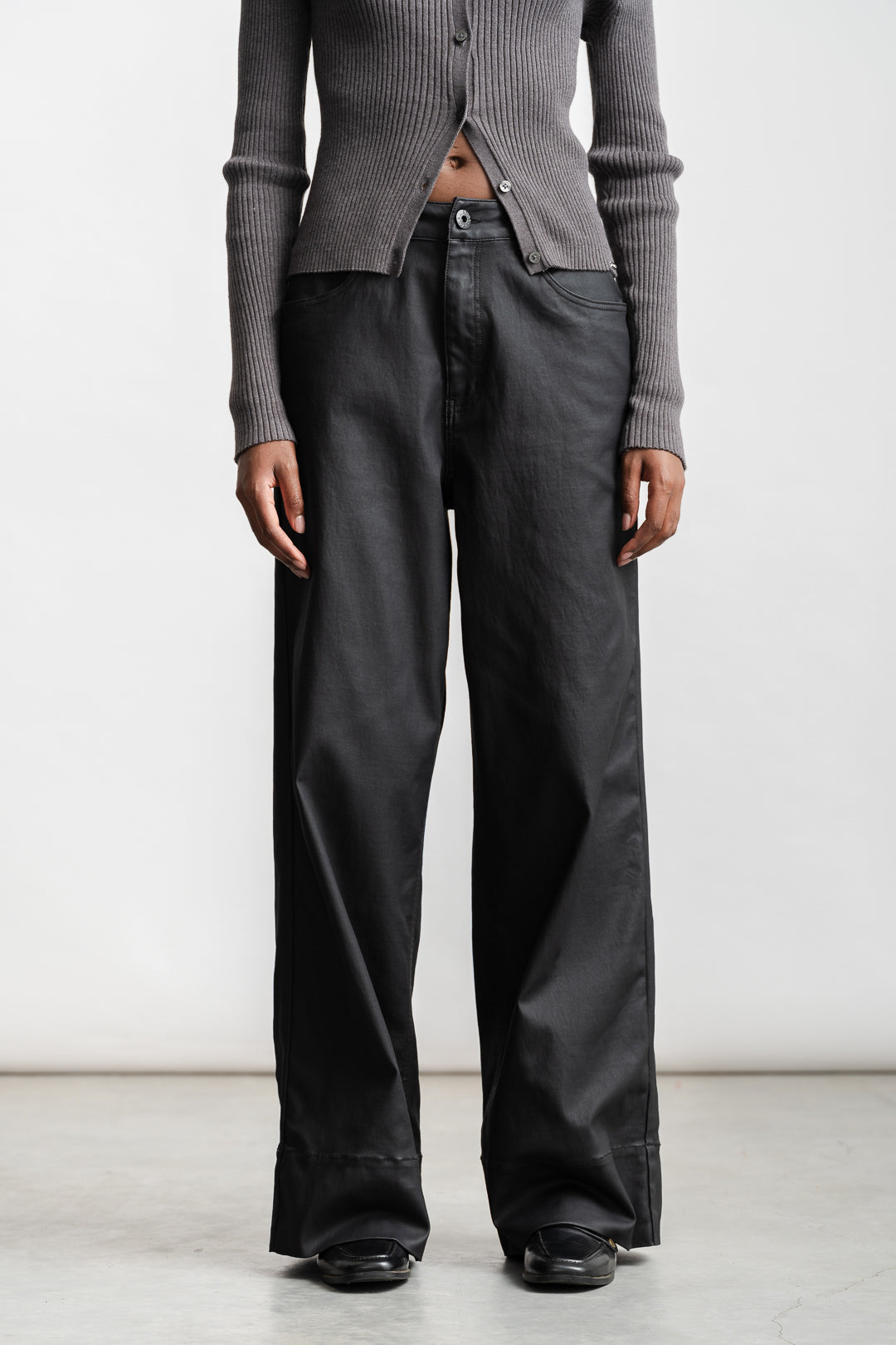 Zukiswa Coated Wide-Leg Denim _ 161988 _ Black Texture