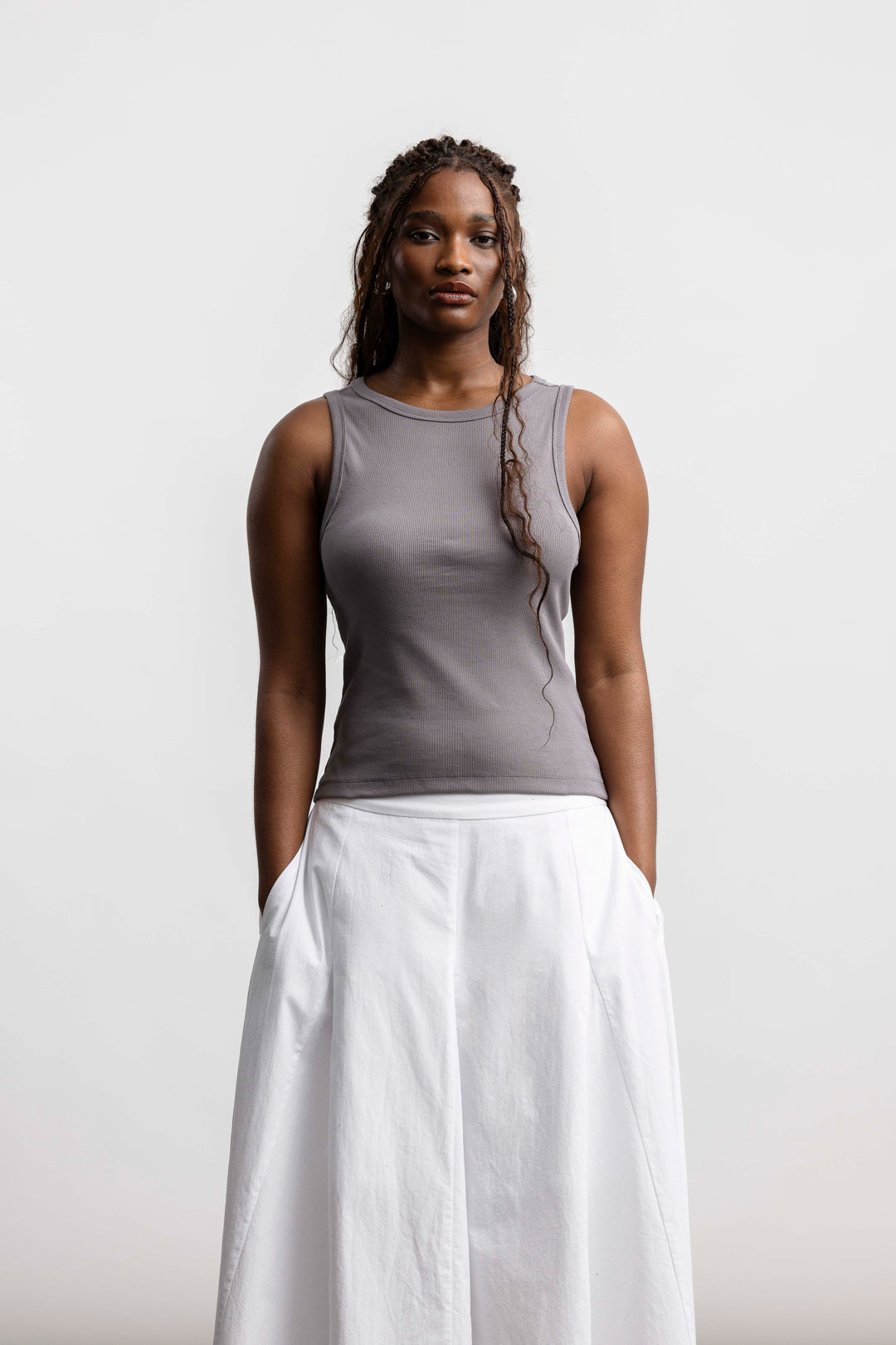 Onyx Ribbed Vest _ 167964 _ Charcoal