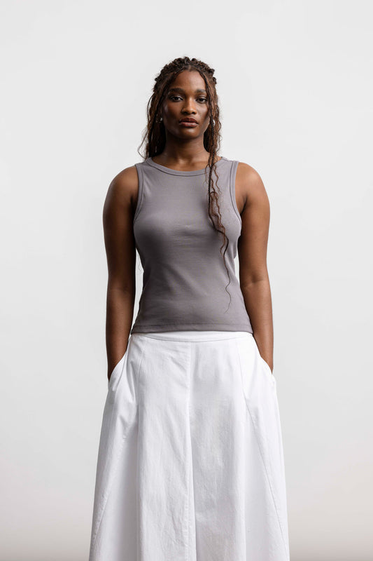 Onyx Ribbed Vest _ 167964 _ Charcoal