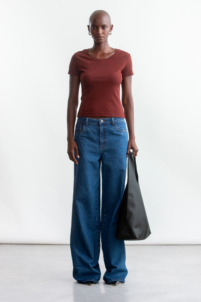 Courtney Rib T-Shirt _ 162434 _ Brown