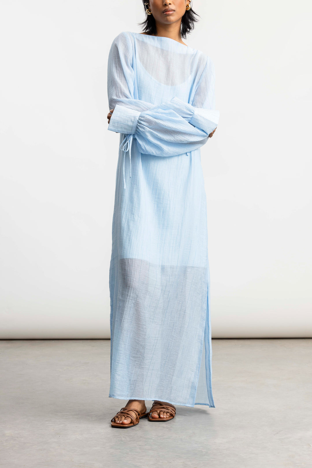 Hazel Long Sleeve Maxi _ 168510 _ Blue Texture