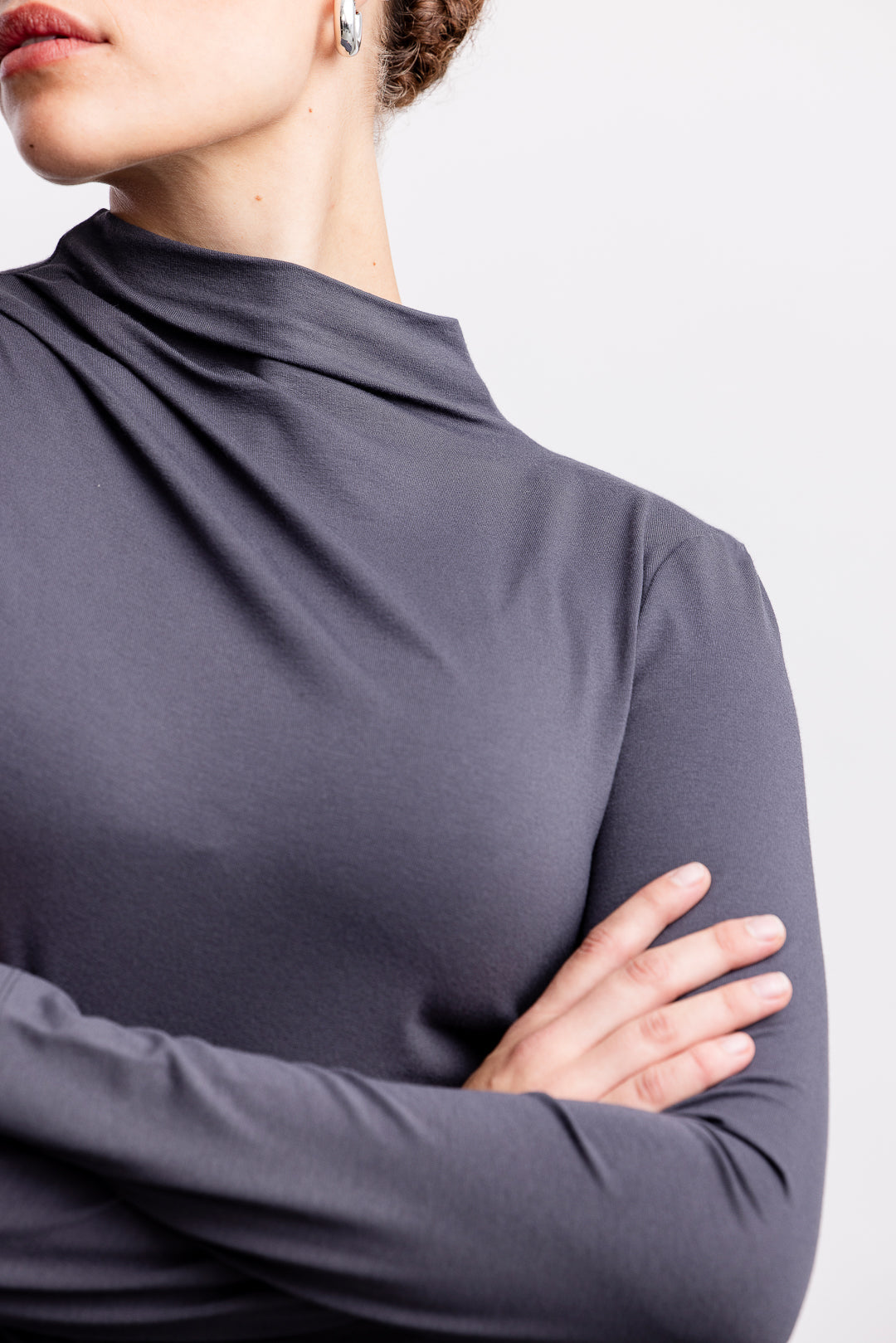 Nala High Neck Top _ 159041 _ Grey