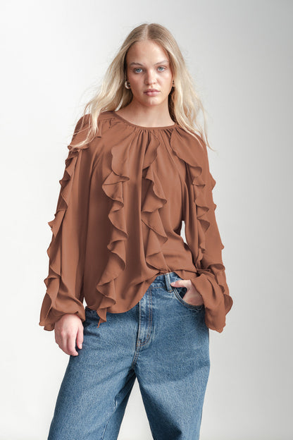 Eli Frill Blouse _ 163838 _ Stone