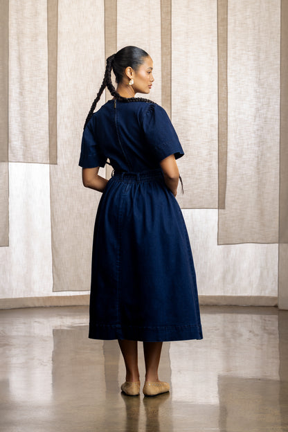 Avuya Denim Tie Front Midi