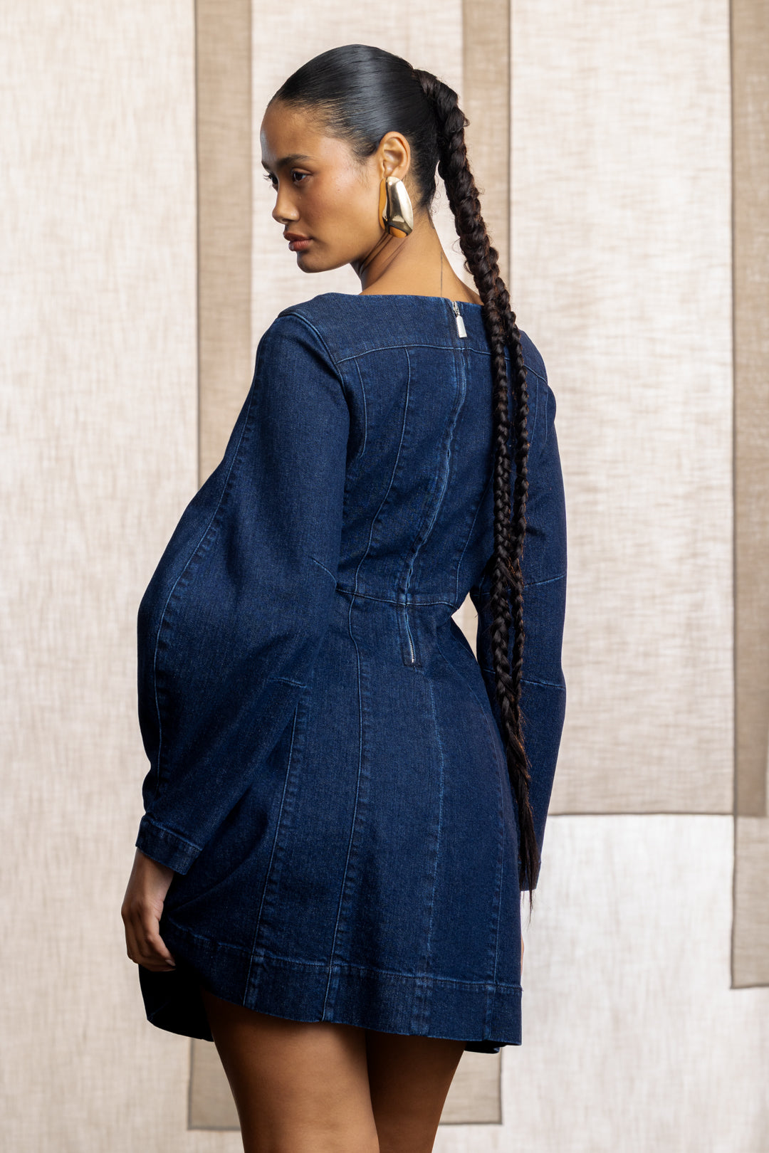 Simni Barrel Sleeve Denim Mini
