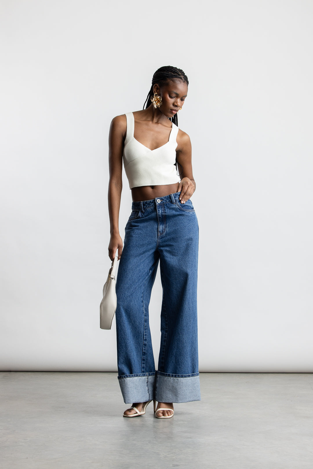 Maya Wide Leg Denim _ 169084 _ Dark Blue – AYANA
